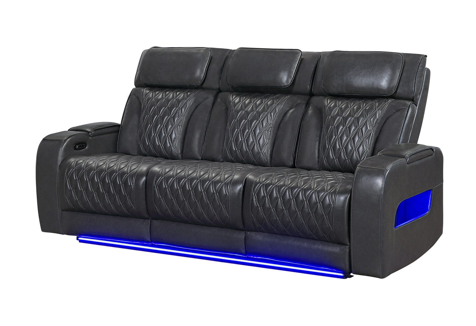 Second image of U8611 BLANCHE CHARCOAL POWER RECLINING SOFA WITH PHR AND LED