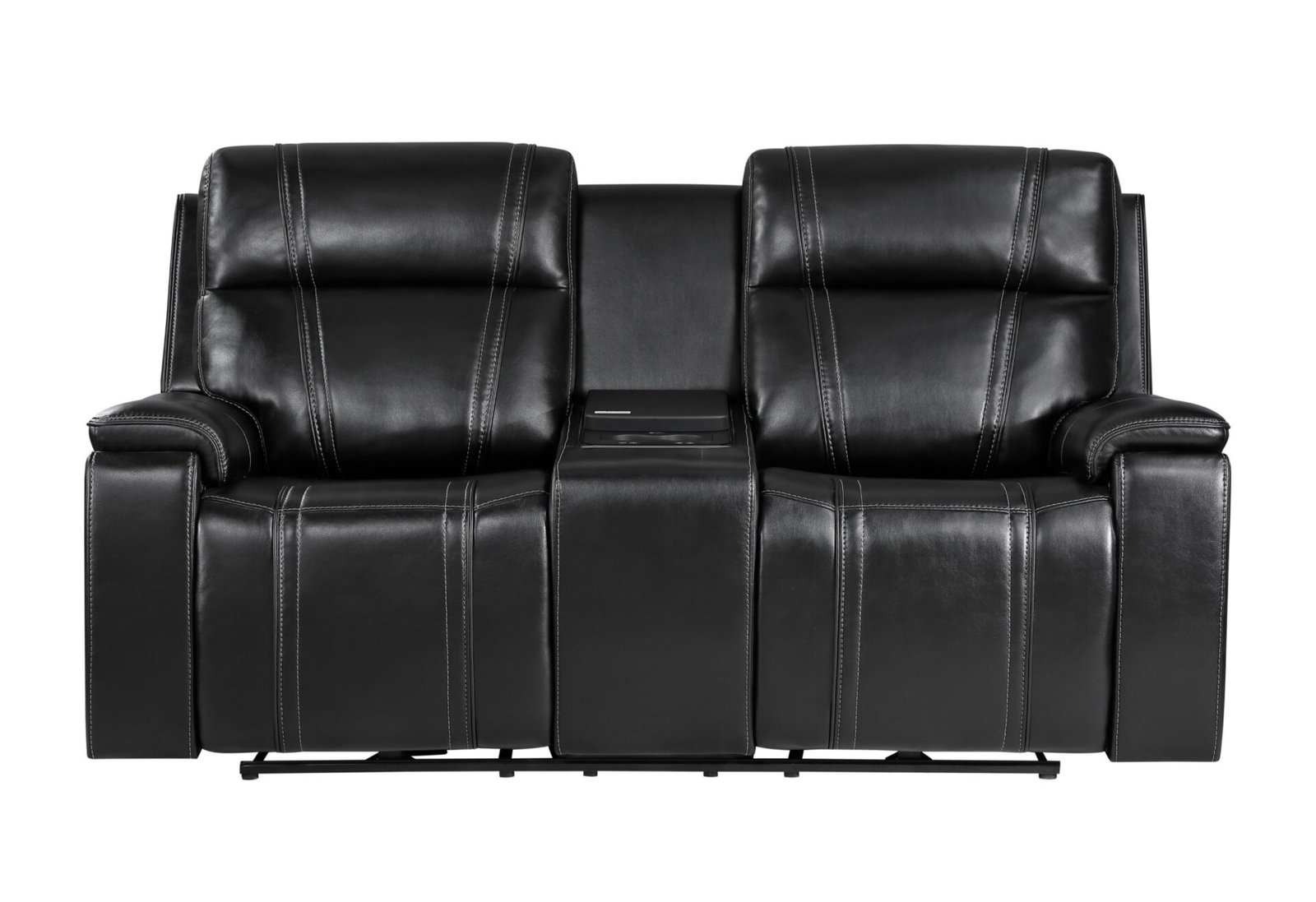 Second image of U8880 BLACK LEATHER POWER CONSOLE RECLINING LOVESEAT WITH COOLER