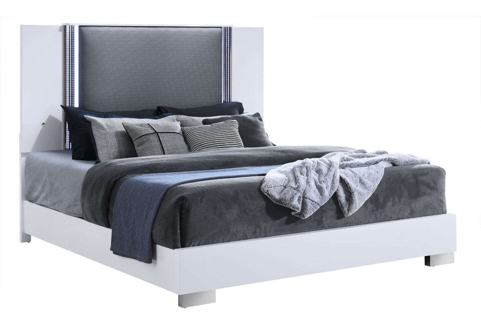 Second image of YLIME SMOOTH WHITE KING BED WITH LED FULLY SLATTED