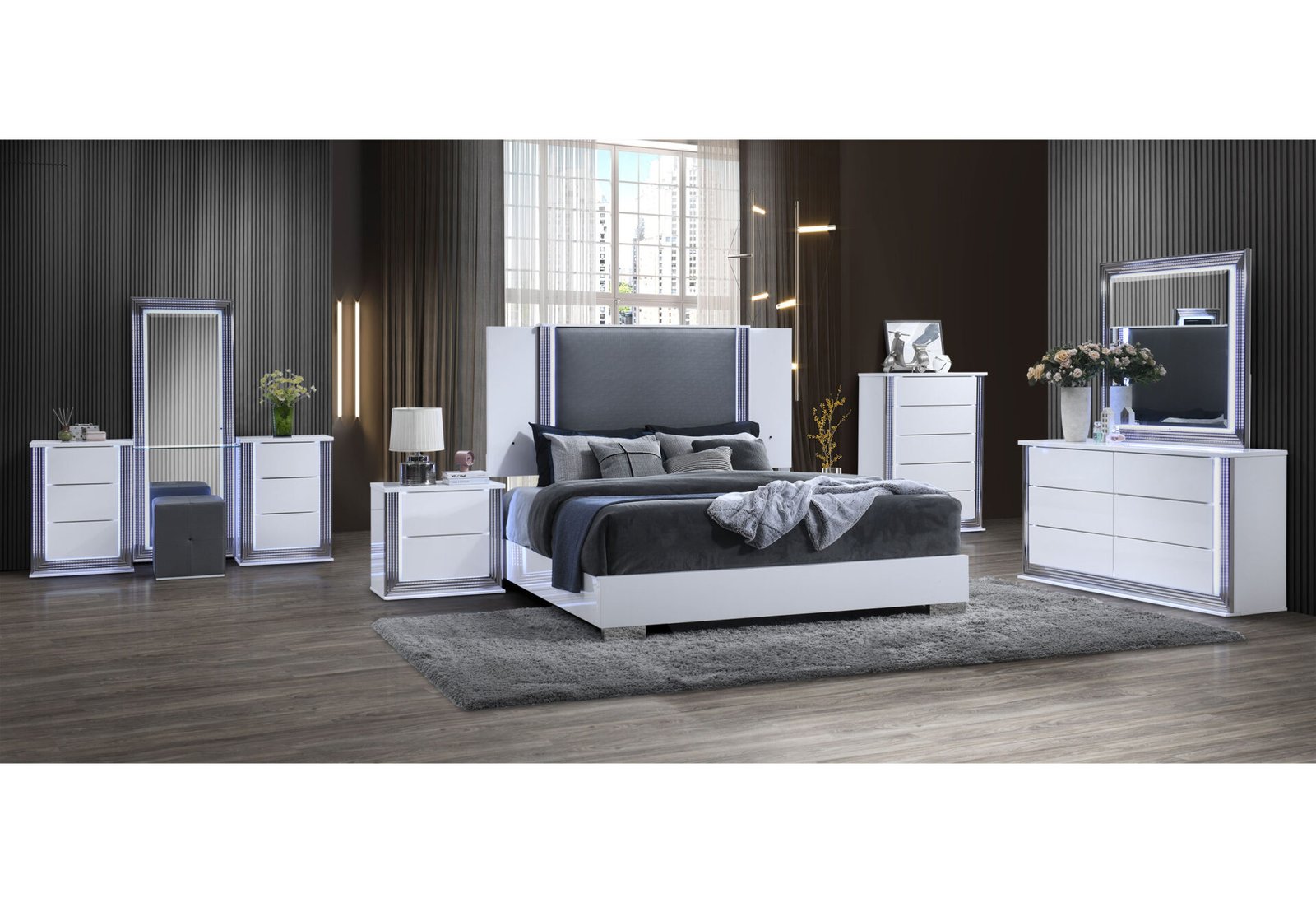 Second image of YLIME SMOOTH WHITE KING BED GROUP FULLY SLATTED