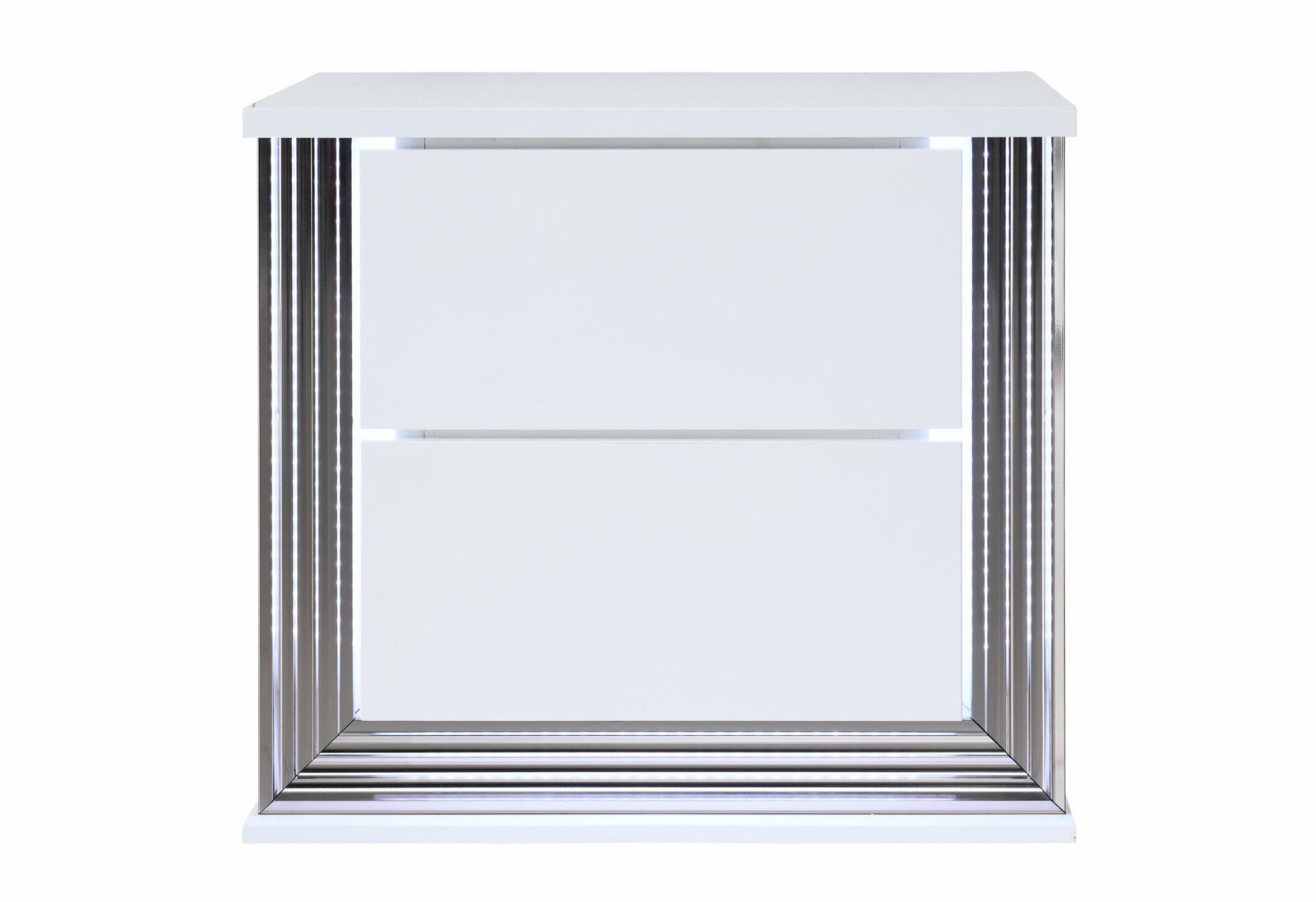 YLIME SMOOTH WHITE NIGHTSTAND WITH LED