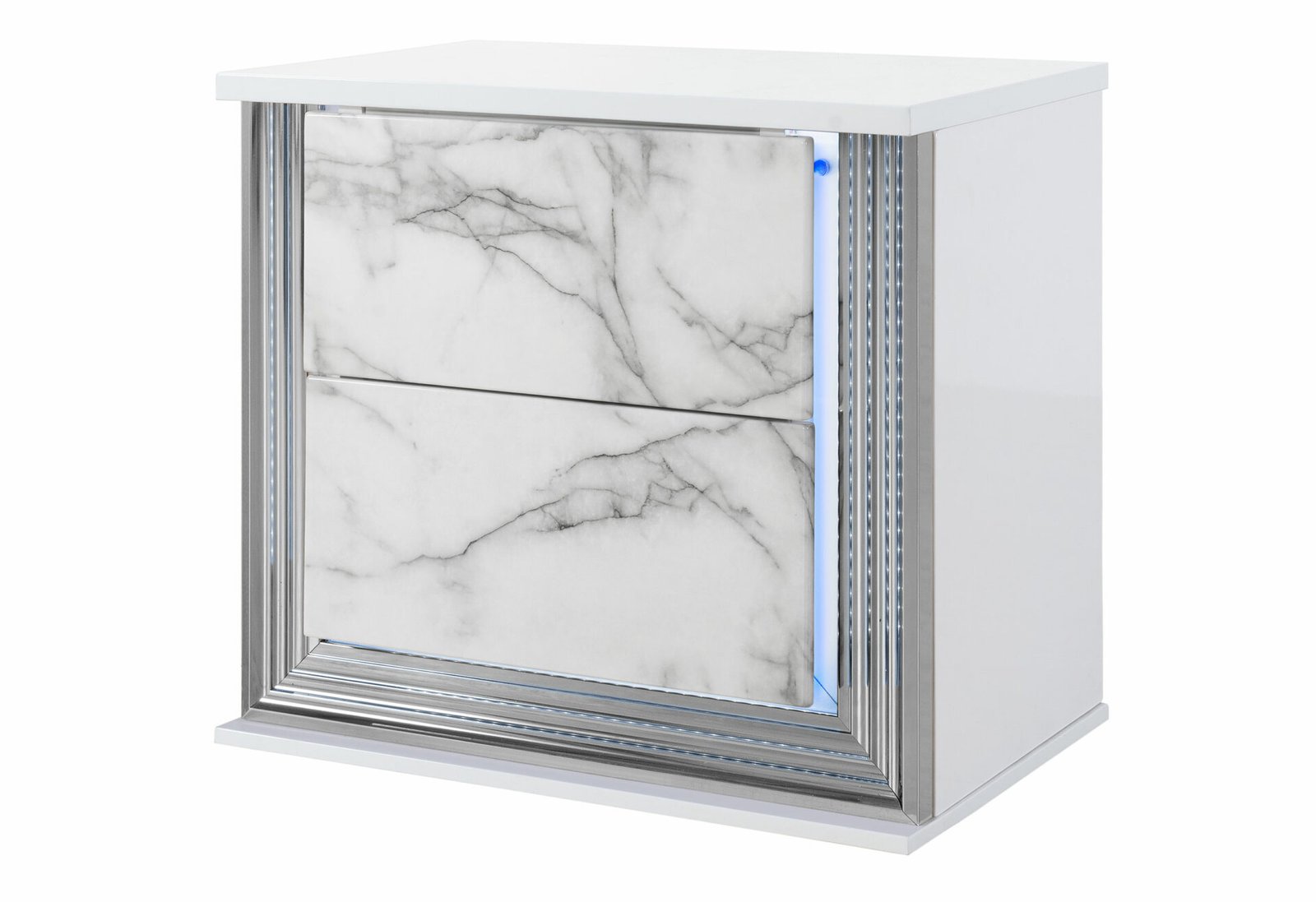 Second image of YLIME WHITE MARBLE NIGHTSTAND WITH LED