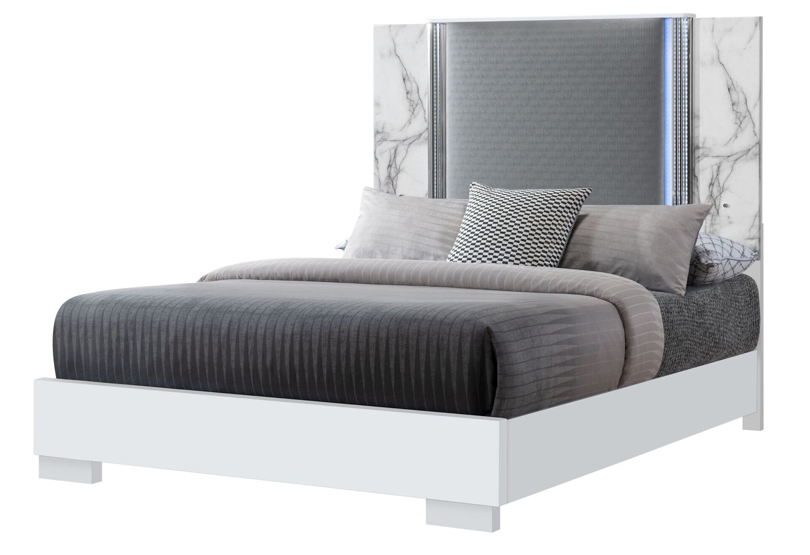 Second image of YLIME WHITE MARBLE QUEEN BED WITH LED