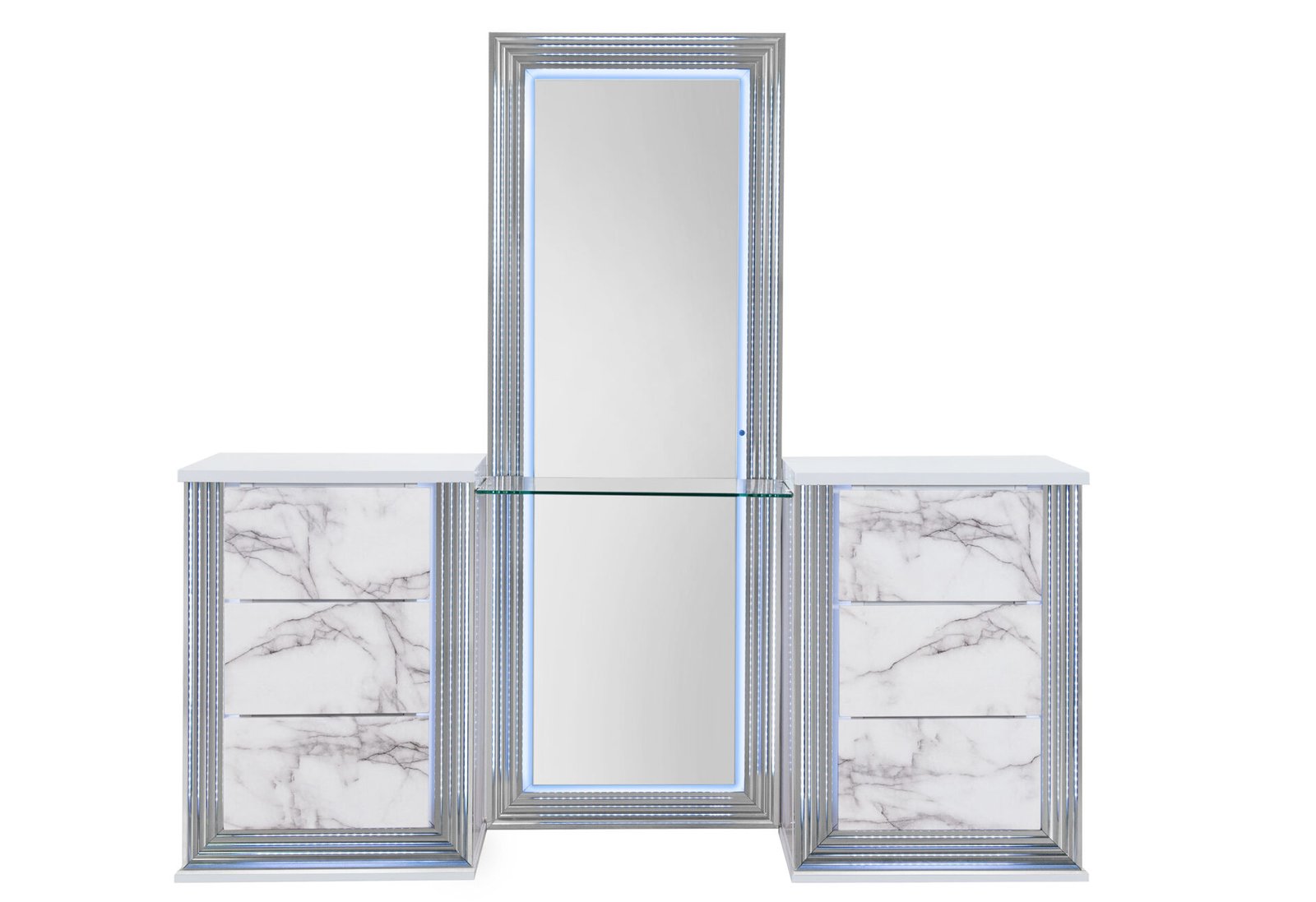 Second image of YLIME WHITE MARBLE KING BED GROUP FULLY SLATTED WITH VANITY SET