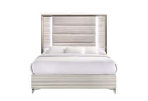 ZAMBRANO WHITE QUEEN BED WITH LED