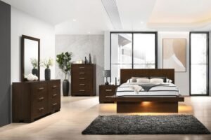 JESSICA 5-PIECE QUEEN LED BEDROOM SET CAPPUCCINO