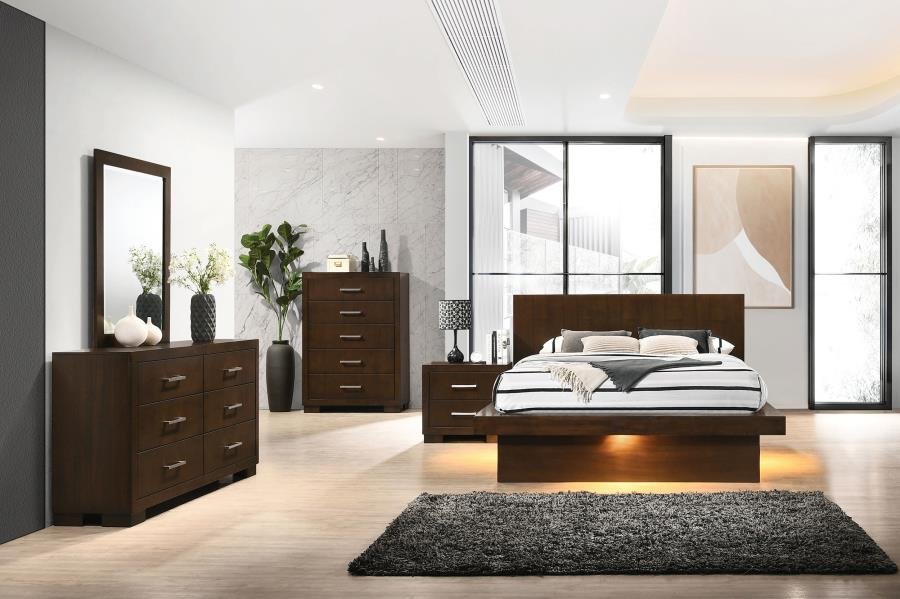 JESSICA 5-PIECE QUEEN LED BEDROOM SET CAPPUCCINO