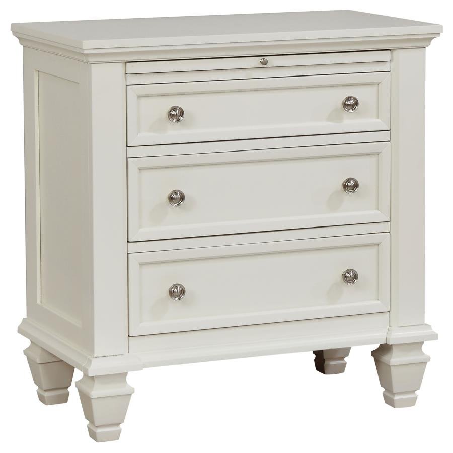 SANDY BEACH 3-DRAWER NIGHTSTAND CREAM WHITE