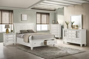 SANDY BEACH 5-PIECE QUEEN BEDROOM SET CREAM WHITE