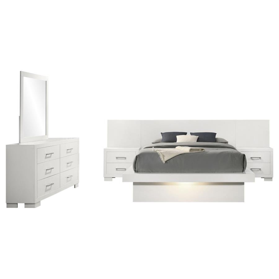Second image of JESSICA 5-PIECE QUEEN LED BEDROOM SET SNOW WHITE
