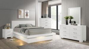 JESSICA 5-PIECE QUEEN LED BEDROOM SET SNOW WHITE