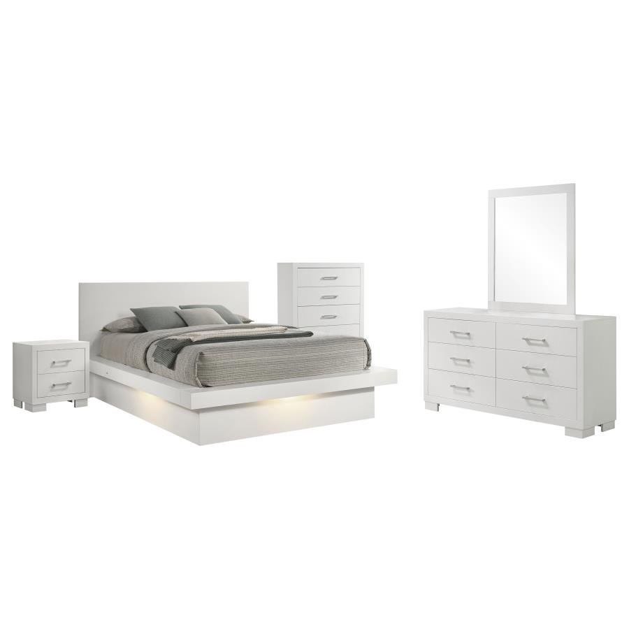 Second image of JESSICA 5-PIECE QUEEN LED BEDROOM SET SNOW WHITE