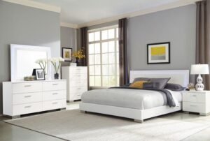 FELICITY 5-PIECE QUEEN BEDROOM SET WHITE HIGH GLOSS
