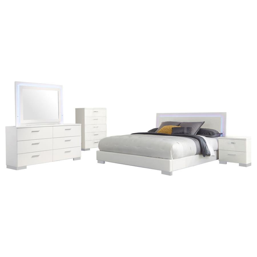Second image of FELICITY 5-PIECE QUEEN BEDROOM SET WHITE HIGH GLOSS