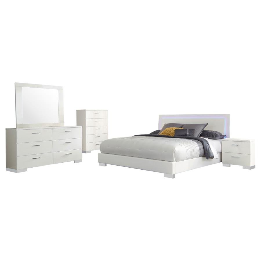 Second image of FELICITY 5-PIECE QUEEN BEDROOM SET WHITE HIGH GLOSS