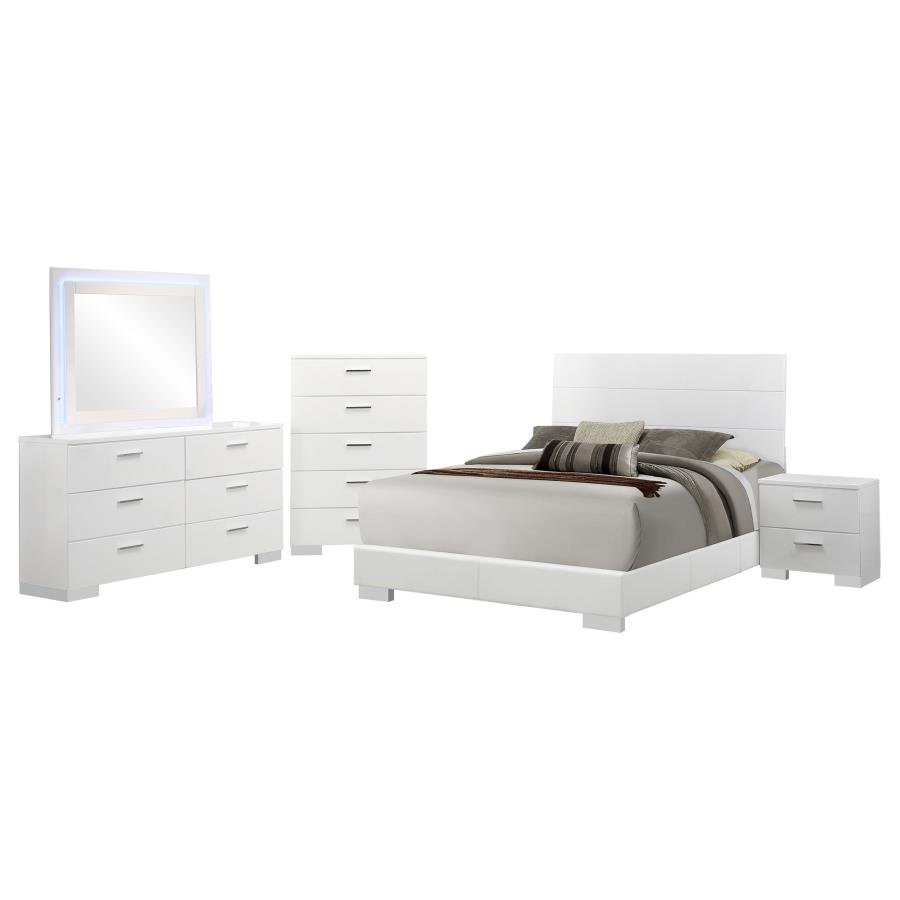Second image of FELICITY 5-PIECE QUEEN BEDROOM SET WHITE HIGH GLOSS