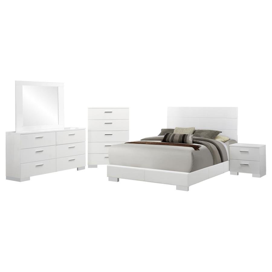 Second image of FELICITY 5-PIECE QUEEN BEDROOM SET WHITE HIGH GLOSS