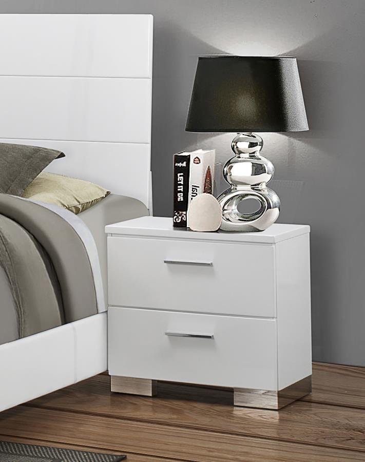 Second image of FELICITY 2-DRAWER NIGHTSTAND WHITE HIGH GLOSS