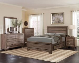 KAUFFMAN 5-PIECE QUEEN BEDROOM SET WASHED TAUPE
