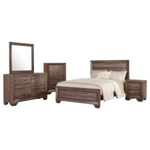 KAUFFMAN 5-PIECE QUEEN BEDROOM SET WASHED TAUPE