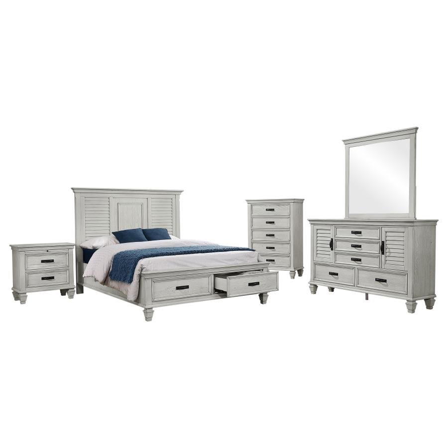 Second image of FRANCO 5-PIECE QUEEN BEDROOM SET DISTRESSED WHITE