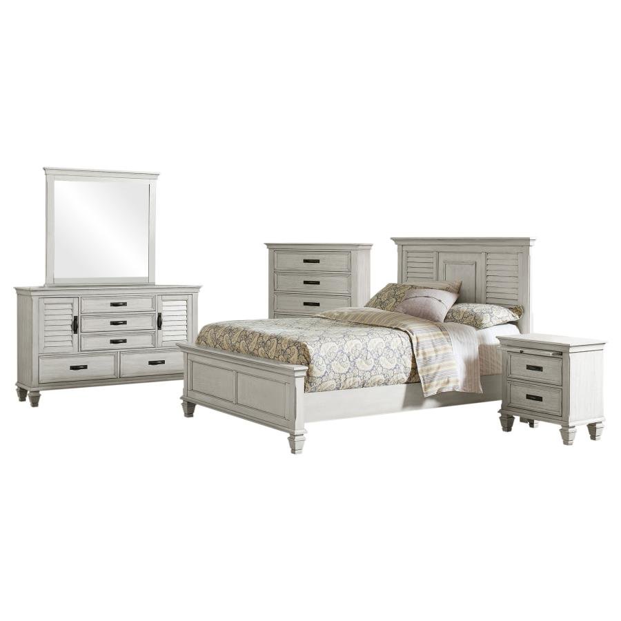 Second image of FRANCO 5-PIECE QUEEN BEDROOM SET DISTRESSED WHITE