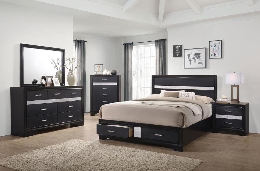 MIRANDA 5-PIECE QUEEN BEDROOM SET BLACK