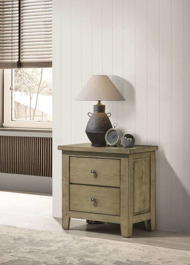 Second image of HAZLEWOOD 2-DRAWER NIGHTSTAND BEDSIDE TABLE VINEYARD OAK