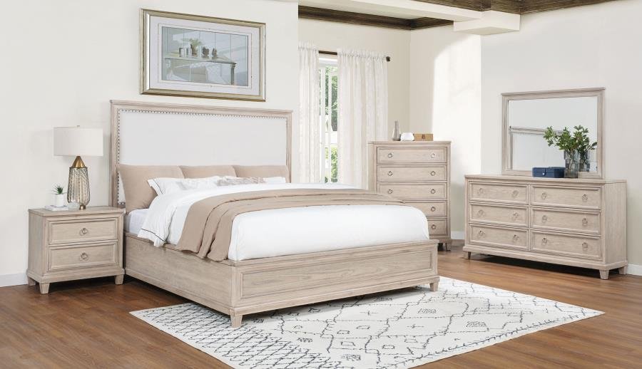 PEMBROKE 5-PIECE QUEEN BEDROOM SET WASHED OAK