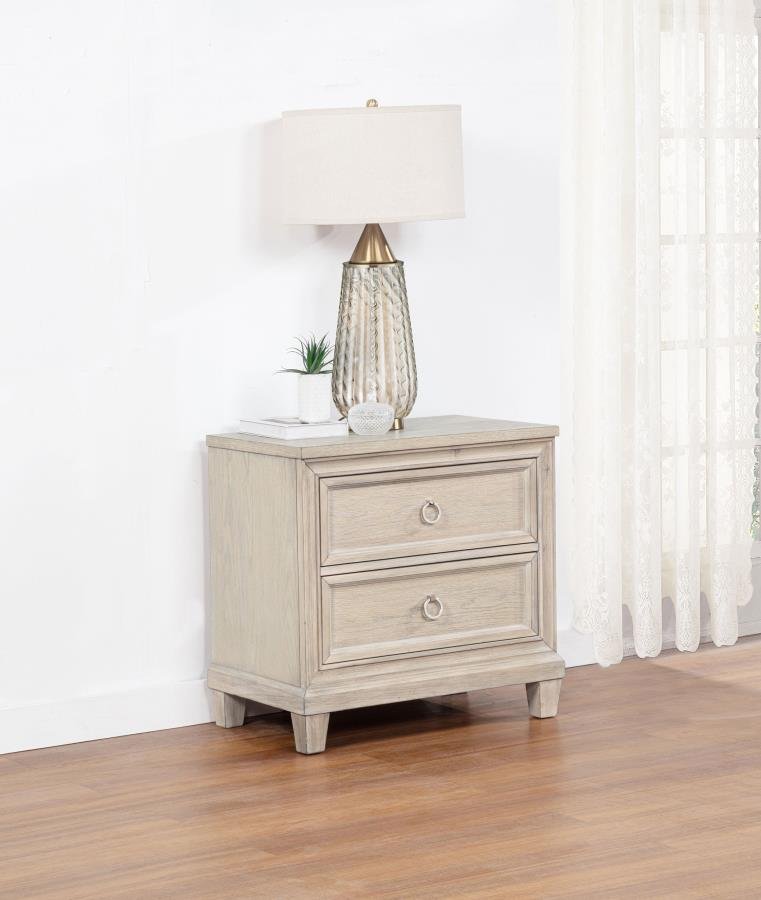 Second image of PEMBROKE 2-DRAWER NIGHTSTAND BEDSIDE TABLE WASHED OAK