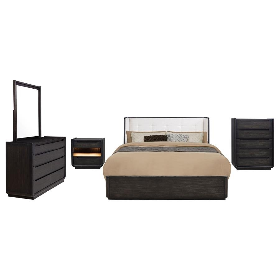 Second image of LEANDRO 5-PIECE QUEEN BEDROOM SET BURNISHED BLACK