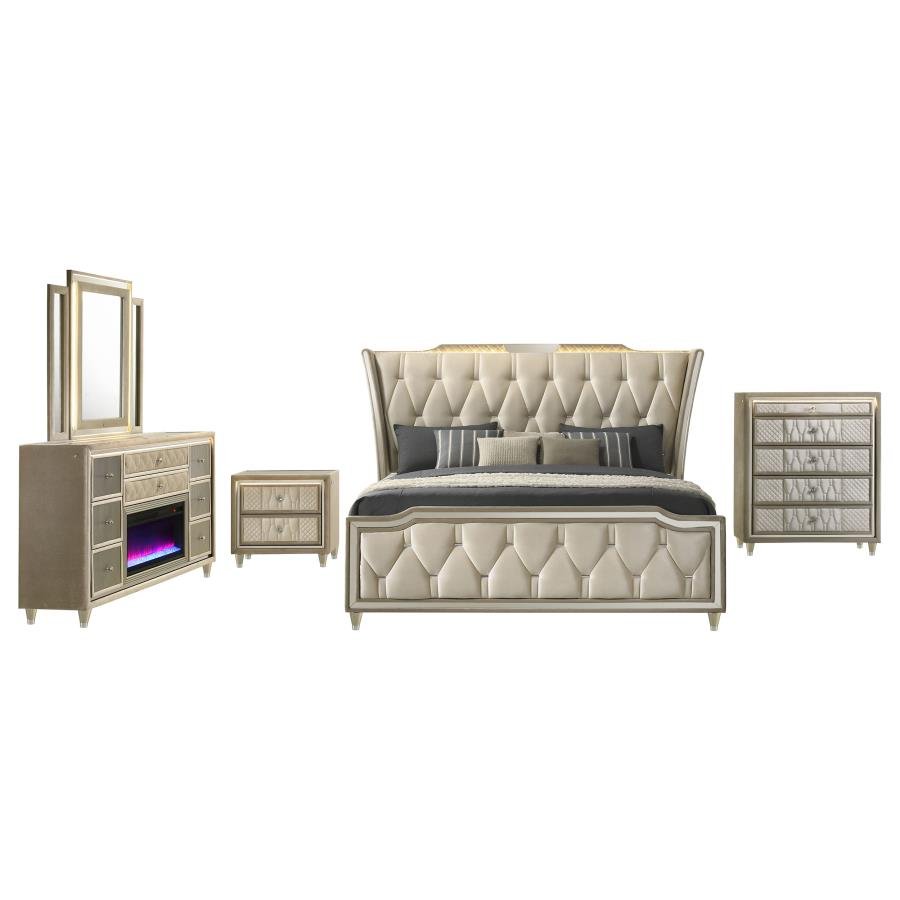 Second image of LORIENT 5-PIECE QUEEN BEDROOM SET IVORY AND CAMEL