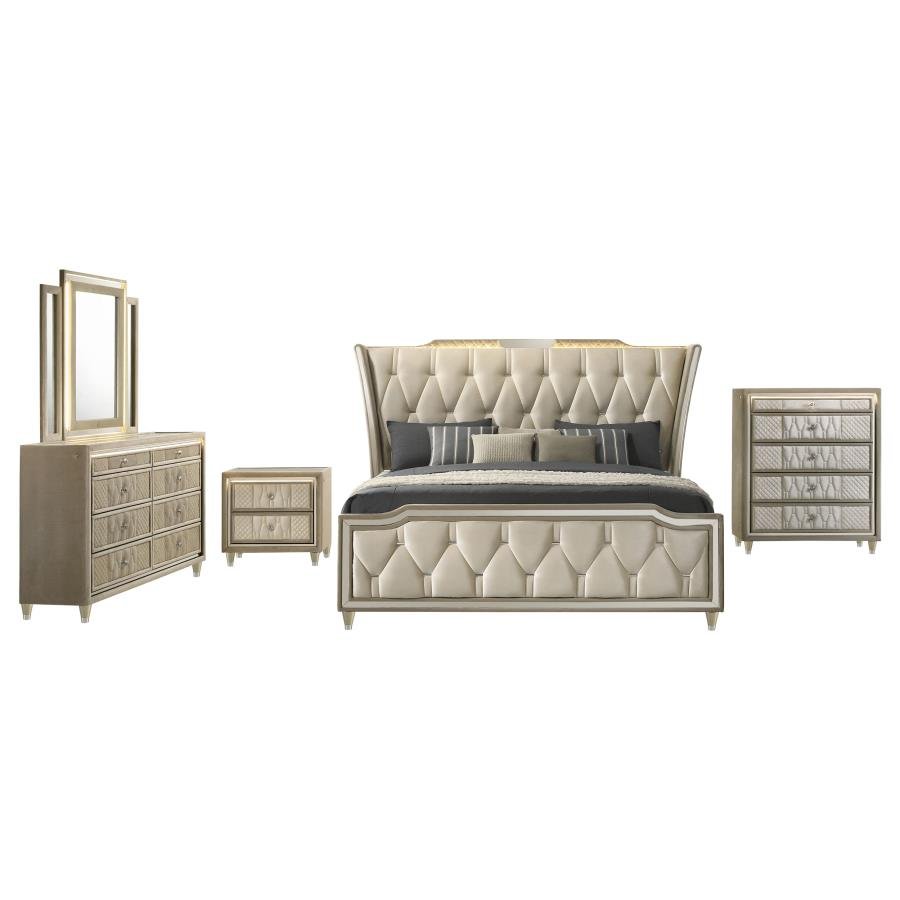 Second image of LORIENT 5-PIECE QUEEN BEDROOM SET IVORY AND CAMEL