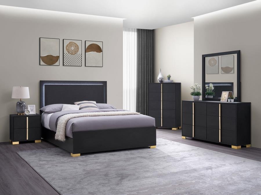 MARCELINE 5-PIECE QUEEN BEDROOM SET BLACK