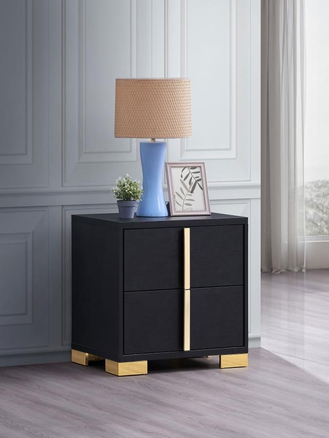 Second image of MARCELINE 2-DRAWER NIGHTSTAND BLACK