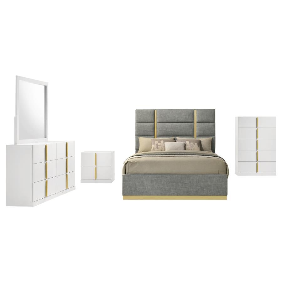 Second image of INES 5-PIECE QUEEN BEDROOM SET GREY AND WHITE HIGH GLOSS