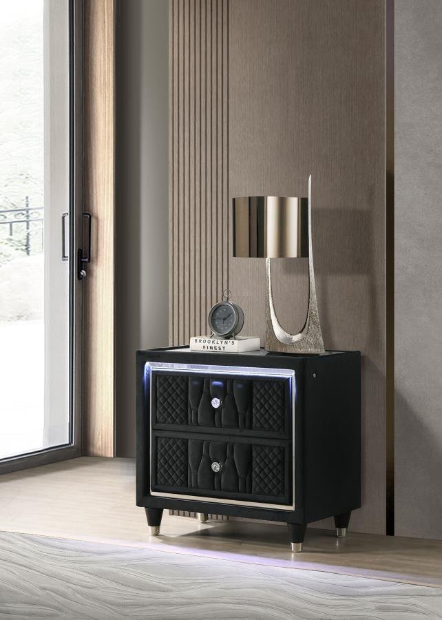 Second image of LORIENT 2-DRAWER LED NIGHTSTAND WITH USB BLACK
