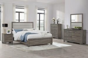 WRIGHT 5-PIECE QUEEN BEDROOM SET BROWN OAK