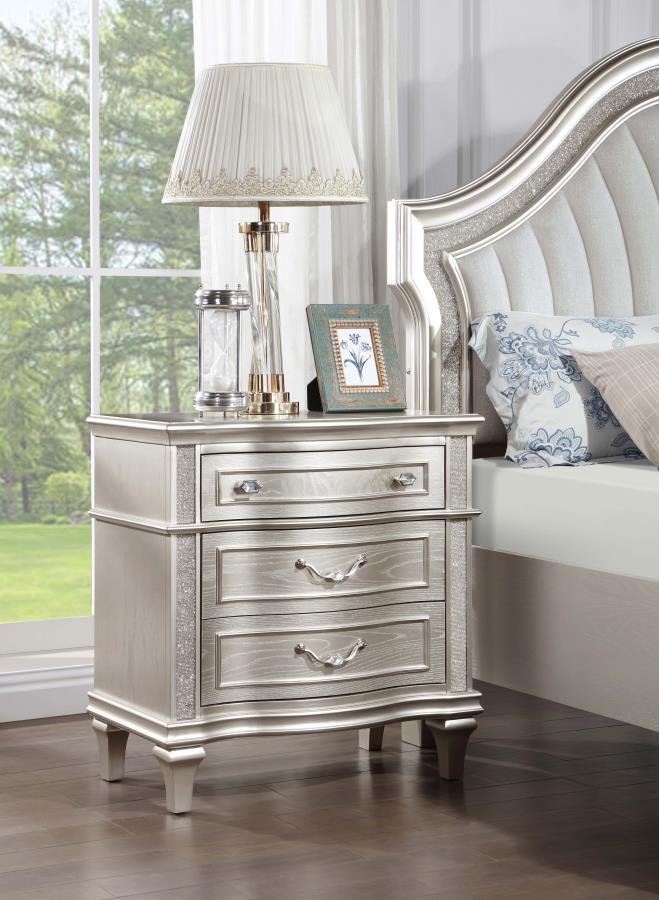Second image of EVANGELINE 3-DRAWER NIGHTSTAND SILVER OAK
