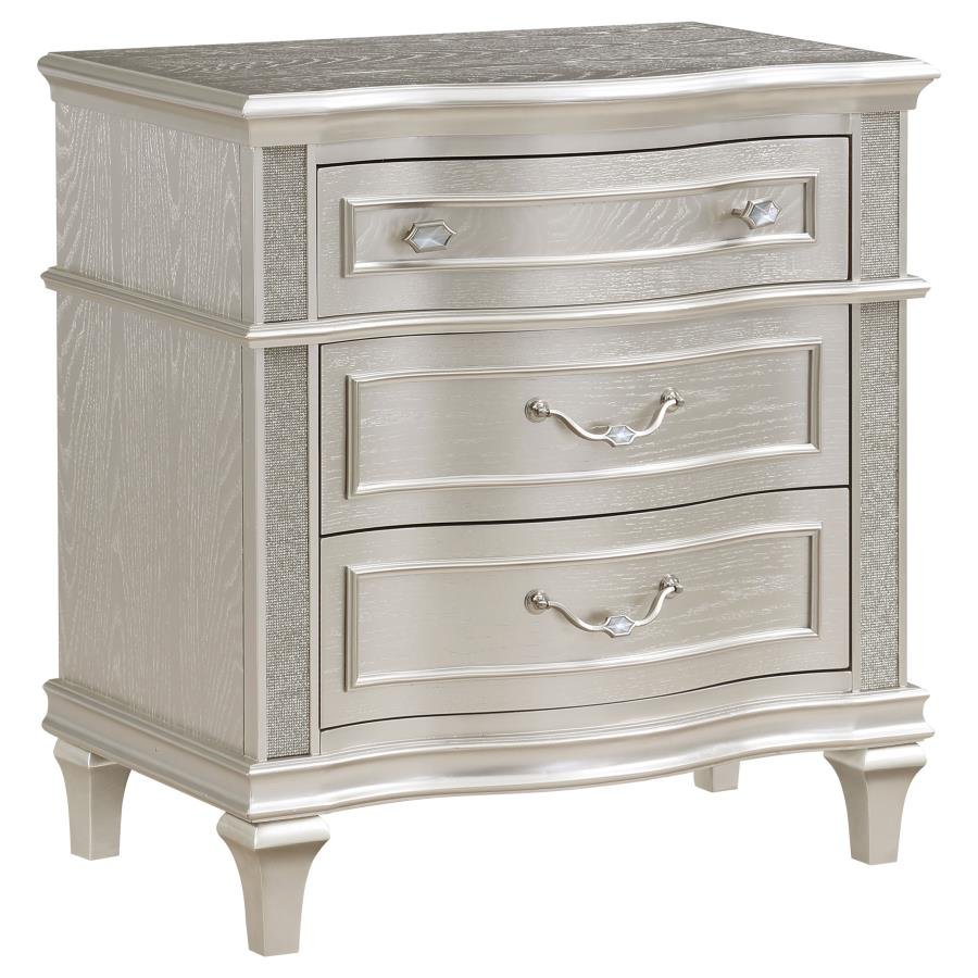 EVANGELINE 3-DRAWER NIGHTSTAND SILVER OAK