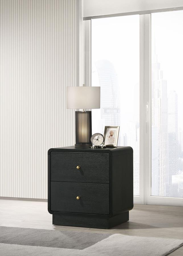 Second image of CAVELLE 2-DRAWER NIGHTSTAND BEDSIDE TABLE BLACK