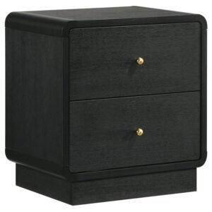 CAVELLE 2-DRAWER NIGHTSTAND BEDSIDE TABLE BLACK