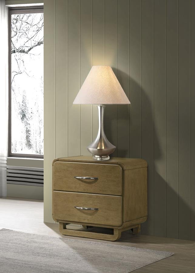 Second image of AMSBURY 2-DRAWER NIGHTSTAND BEDSIDE TABLE NUTMEG
