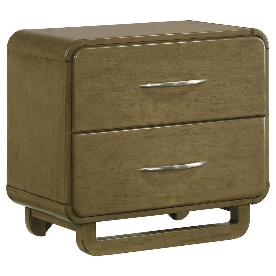 AMSBURY 2-DRAWER NIGHTSTAND BEDSIDE TABLE NUTMEG
