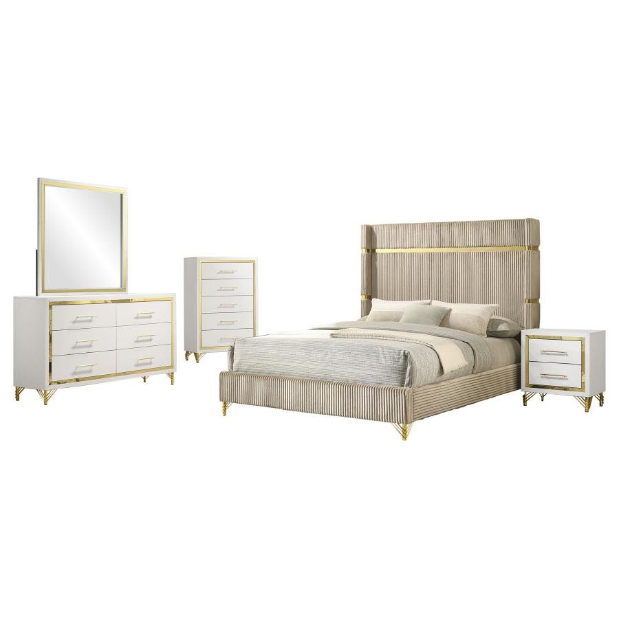 Second image of LUCIA 5-PIECE QUEEN BEDROOM SET BEIGE AND WHITE