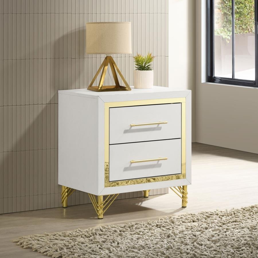 Second image of LUCIA 2-DRAWER NIGHTSTAND BEDSIDE TABLE WHITE