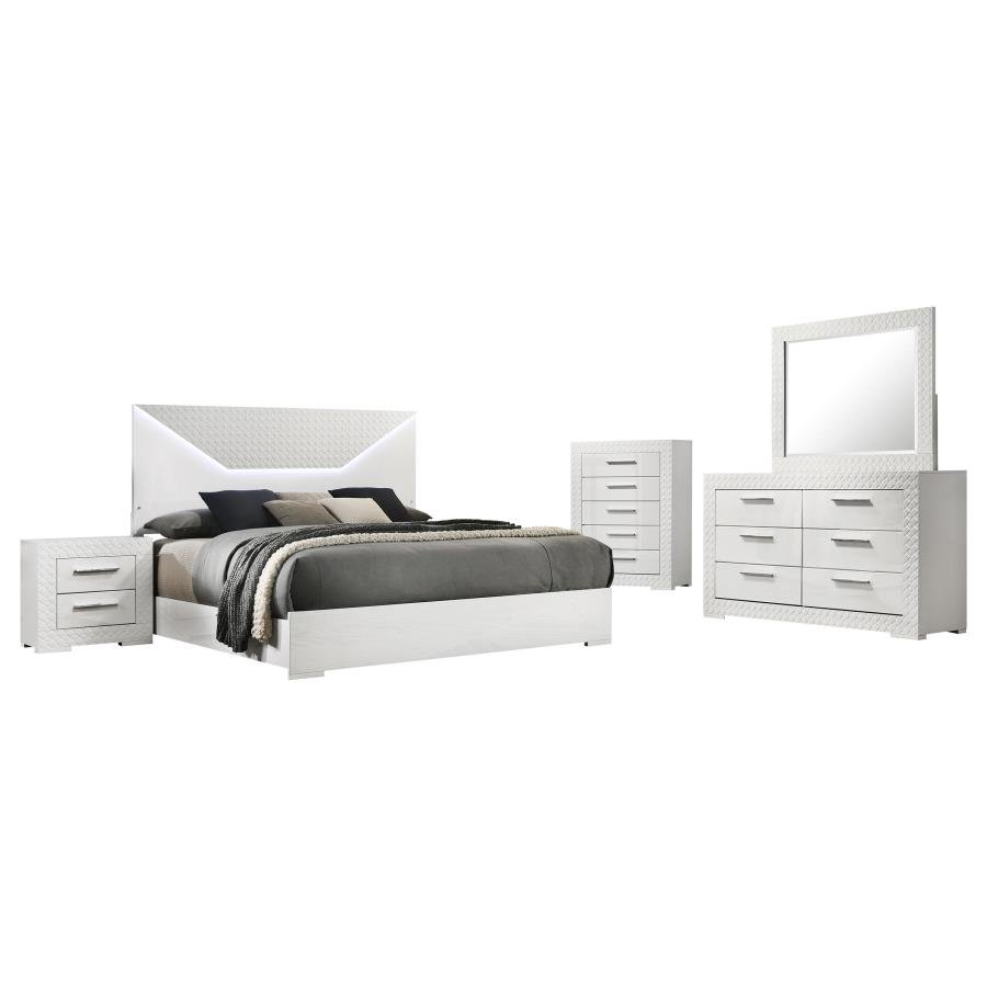 Second image of IVES 5-PIECE QUEEN BEDROOM SET WHITE HIGH GLOSS