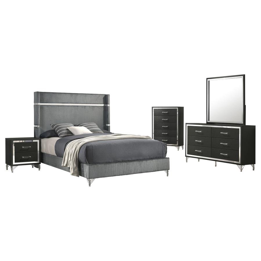 Second image of LUCIA 5-PIECE QUEEN BEDROOM SET GREY AND BLACK