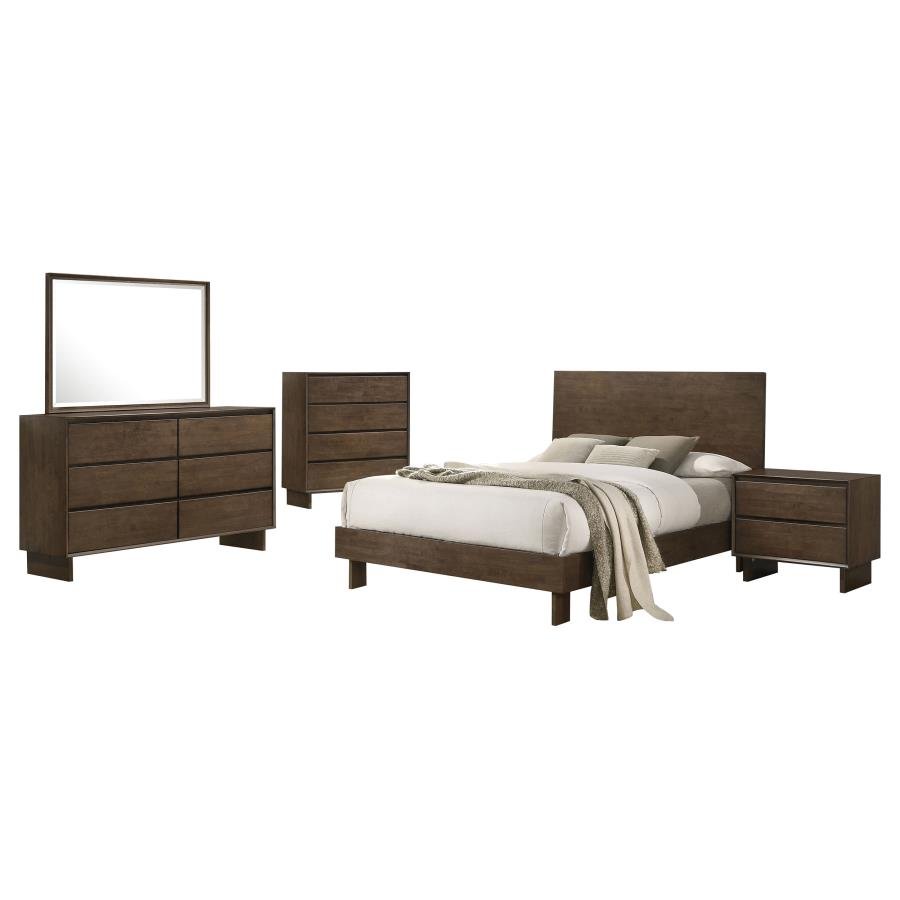 Second image of GLENWOOD 5-PIECE QUEEN BEDROOM SET WARM BROWN