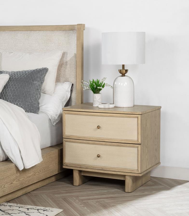 Second image of KAILANI 2-DRAWER NIGHTSTAND BEDSIDE TABLE BEIGE OAK